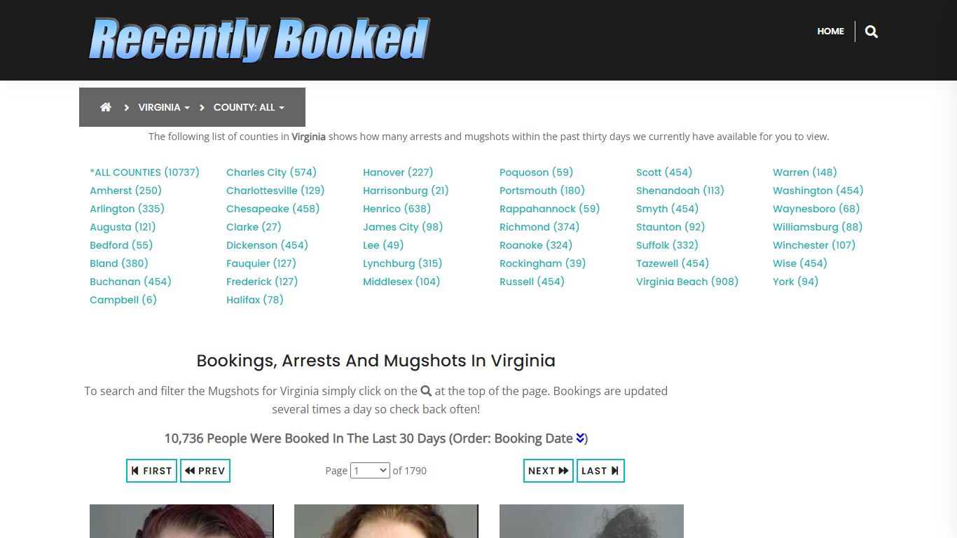 Recent bookings, Arrests, Mugshots in Virginia - Recently Booked